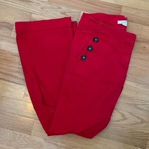 Ann Taylor LOFT 2P red chino/khakis/slacks. Nice condition. Boot leg. Pockets.